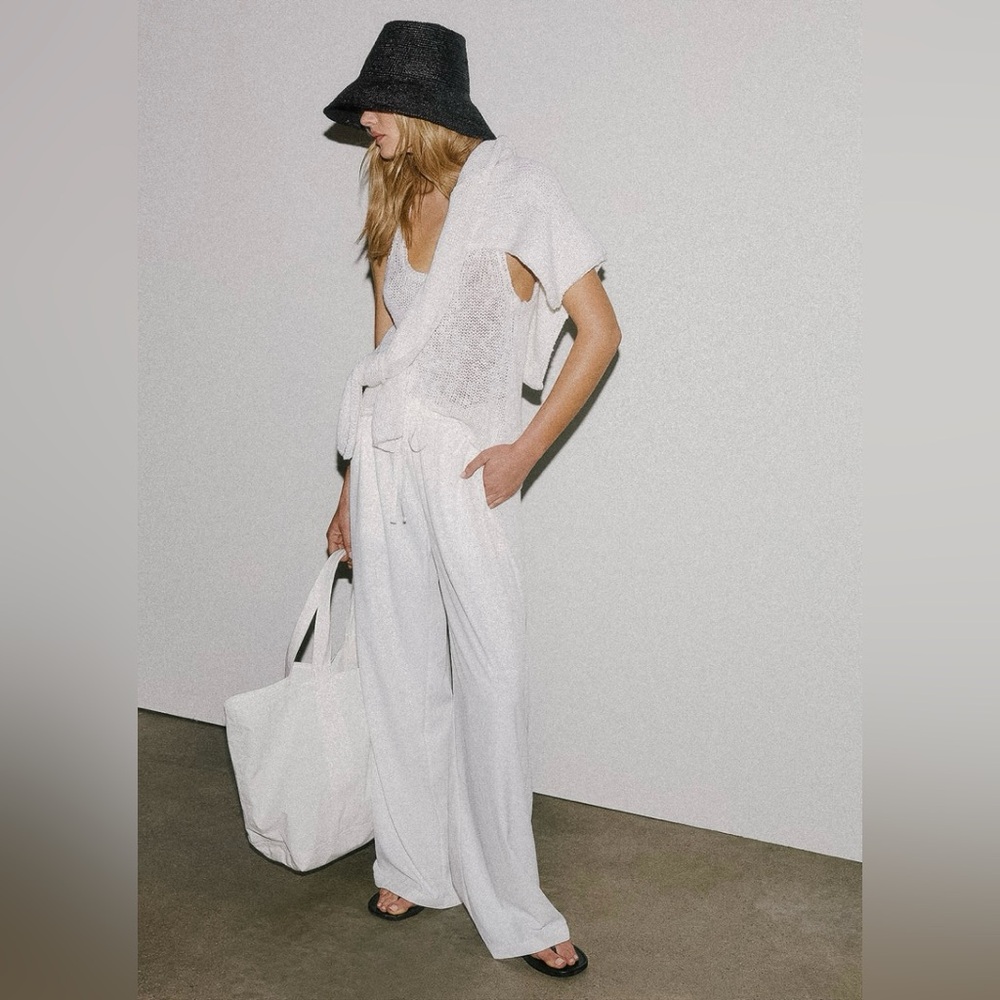 JAMES PERSE Lightweight Matte Sateen Trouser - White (Sz 1/S)
